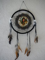 Dromenvanger indiaanse vrouw met wolf