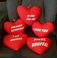 Hart kussen met spreuk 28 cm